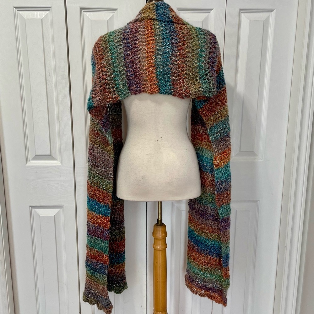 Gorgeous Long Soft Hand knit Multicolor Shawl or Scarf - Picture 3 of 5